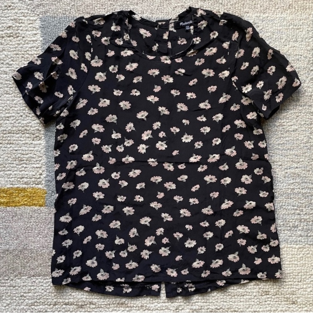 Madewell 100% Silk floral blouse XXS - Picture 3 of 6
